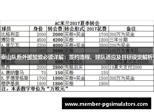 泰山队新外援加盟必读详解：签约流程、球队适应及目标设定解析