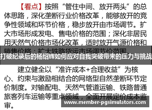 打破纪录后的杨绍辉如何应对自我突破带来的压力与挑战