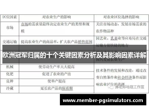 欧洲冠军归属的十个关键因素分析及其影响因素详解